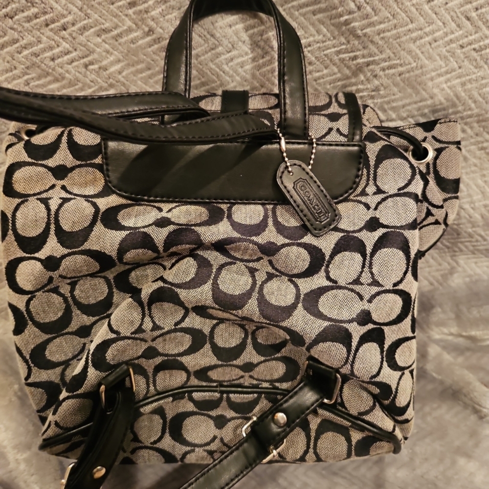 Coach Black and Gray Patterned Backpack - image 7